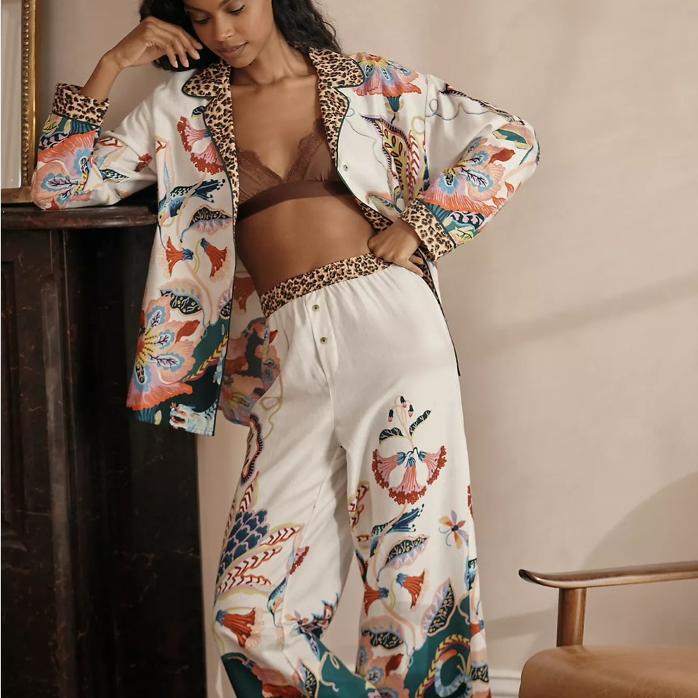 By Anthropologie Flannel Buttondown Pajama Shirt / Top NWT Sarah Gordon Floral